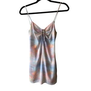 skylar + madison pastel pink orange and blue mini dress women size small